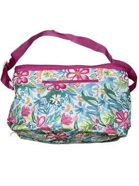 Floral Pink Tropical Print Crossbody Cooler Bag